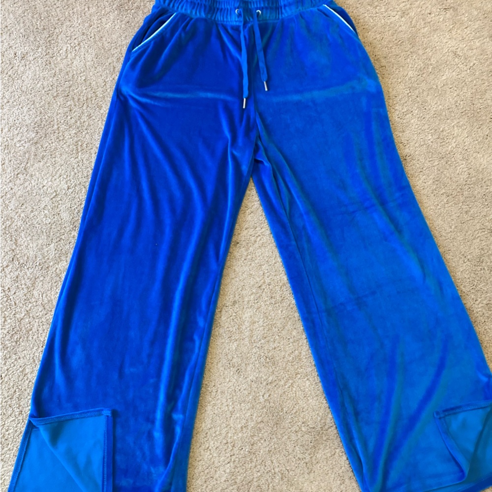 Vibrant Blue Derek Heart Velour Sweat Pants Size LG